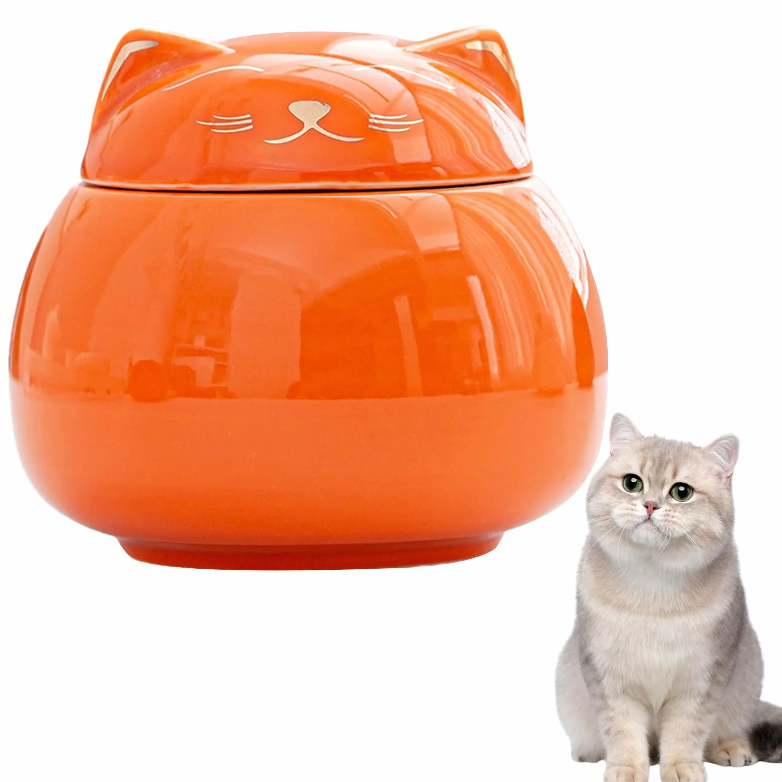 Urne funéraire en céramique pour chat, bloque la lumière et la poussière, orange