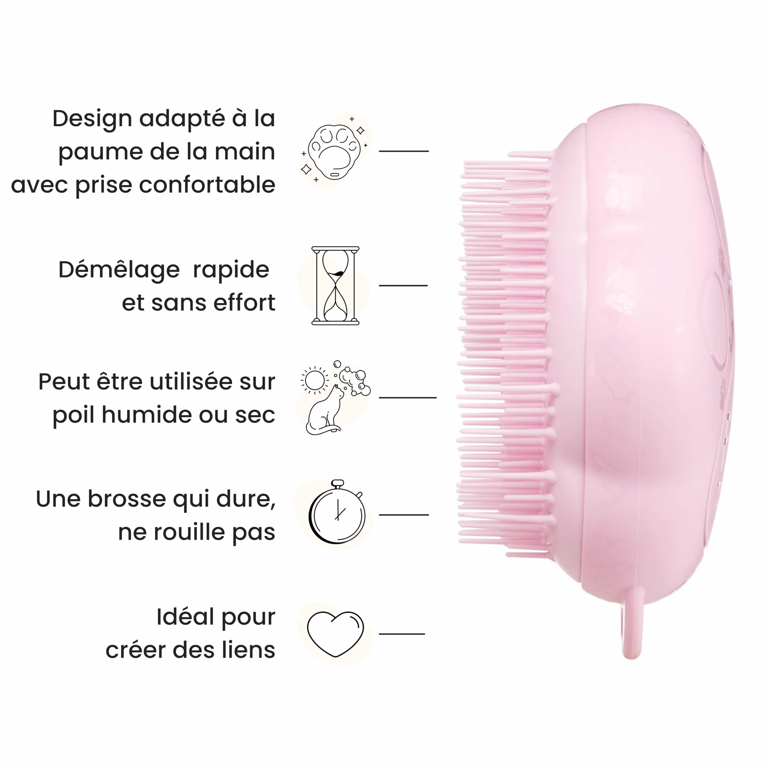 Tangle Teezer Brosse de Toilettage pour Chat à Poils Courts à Moyens, Rose