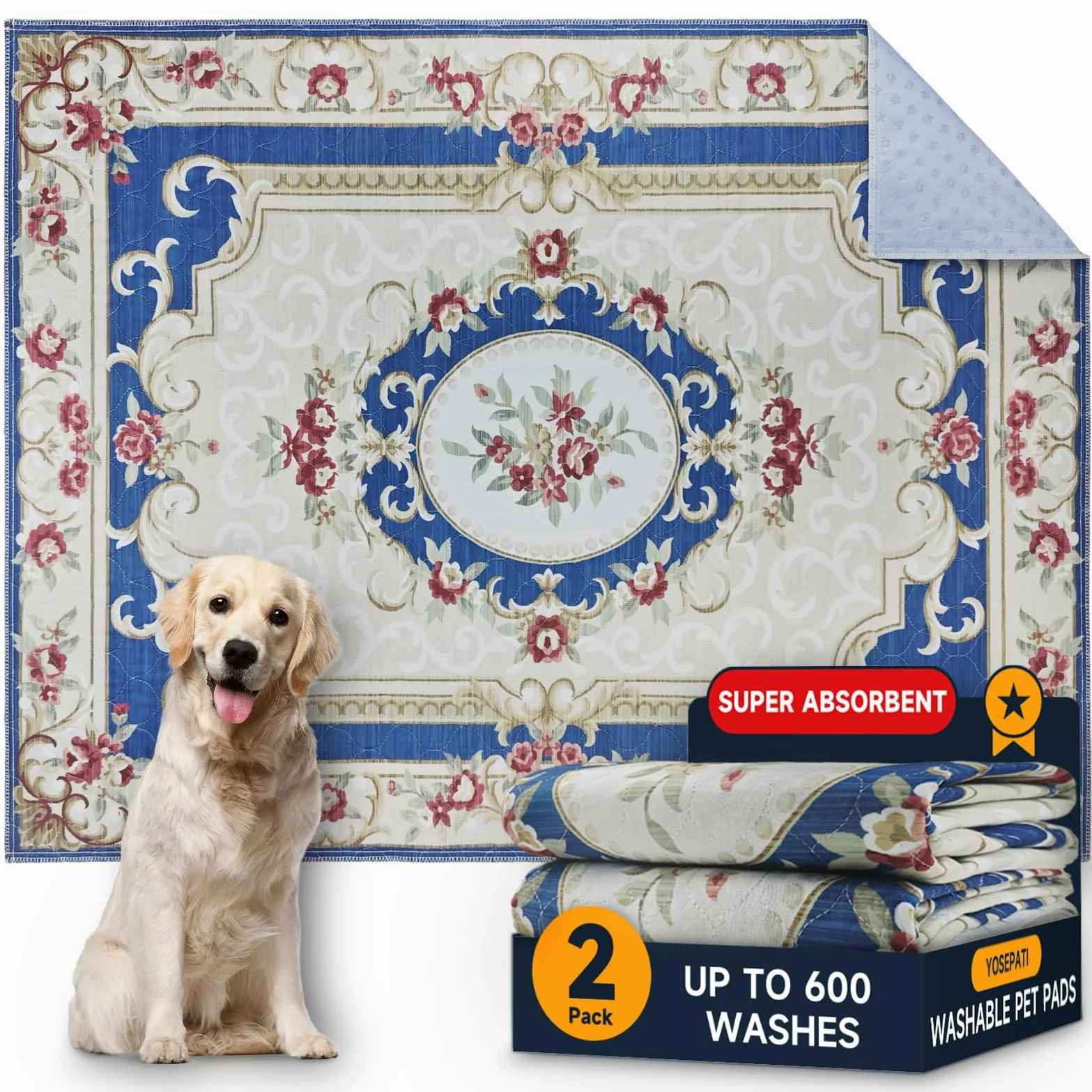 2 Washable Hygienic Dog Pads, 122 x 92cm,Coussinet Super Absorbant | Tapis d'entraînement pour Chiens Amélioré 2026 : Super Absorbant, Imperméable et Antidérapant, pour Cages, Sols et Canapés