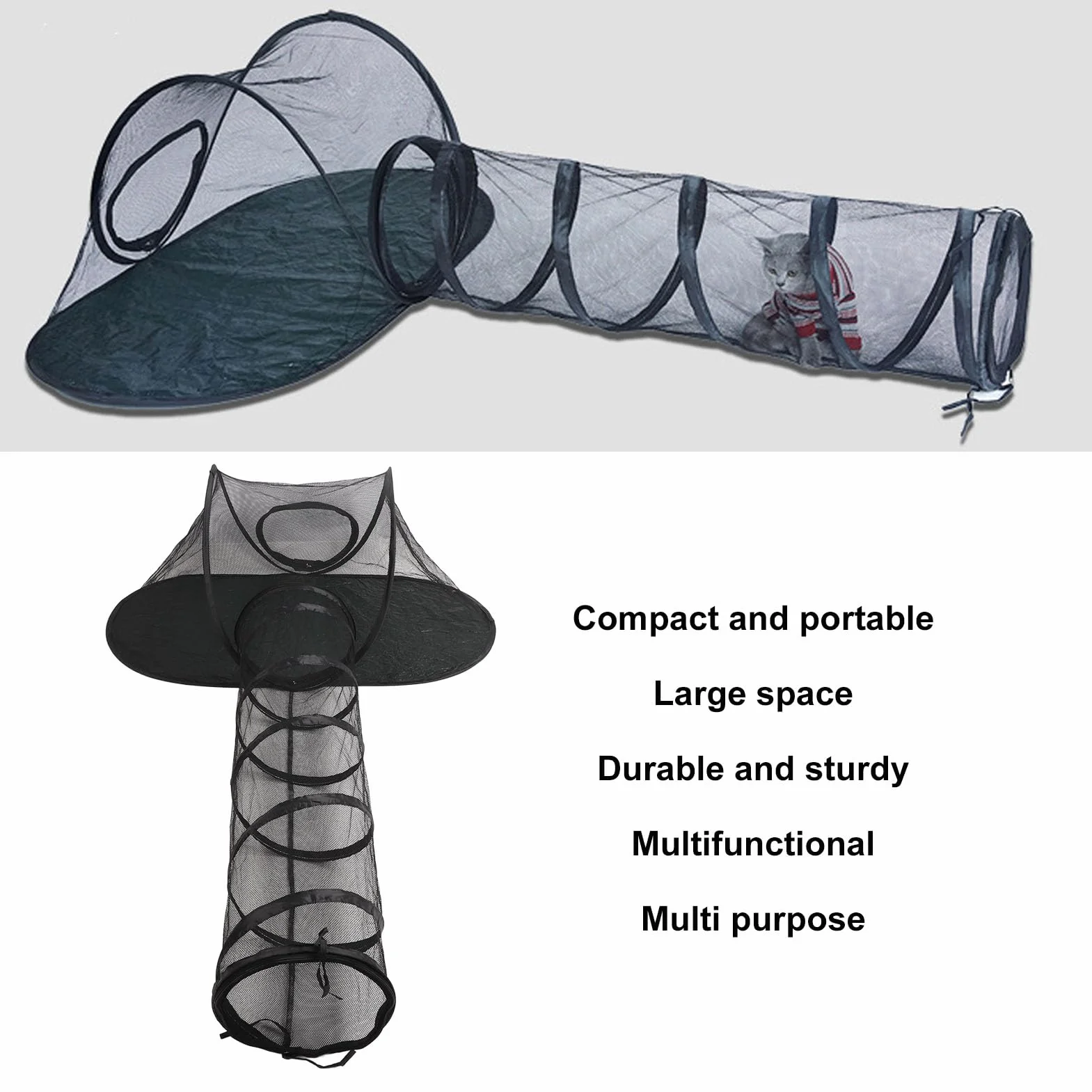 Enclos d'extérieur pour chat avec tunnel tente de jeu pliable portable