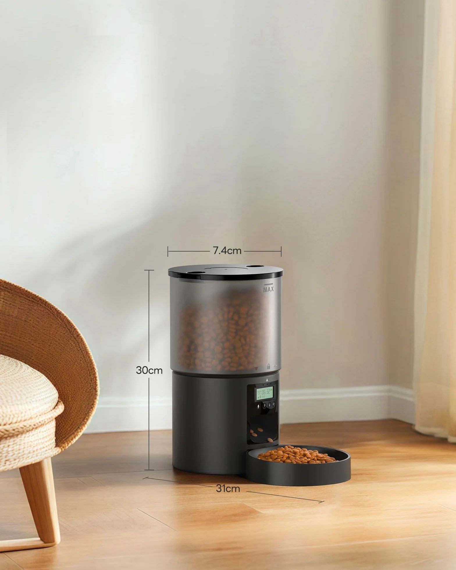 Distributeur Croquettes Chat Automatique avec Minuterie 4L Noir