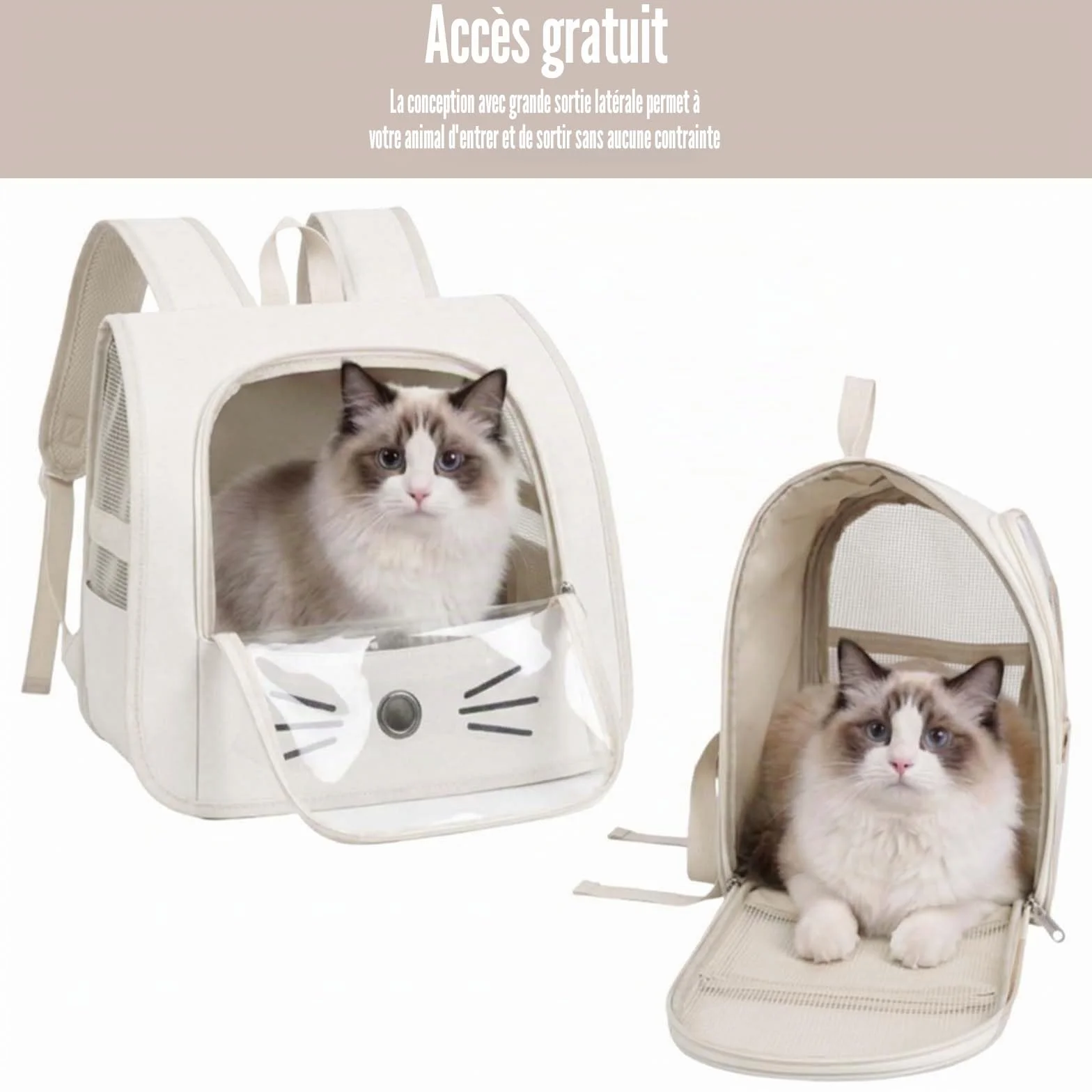 Sac Transport Chat 35×35×25cm Sac à Dos pour Animal Pliable Portable