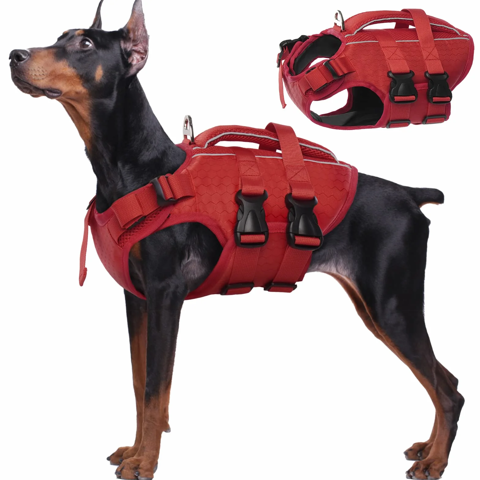 Kuoser Gilet de sauvetage pour chien réglable avec poignée de sauvetage flottabilité
