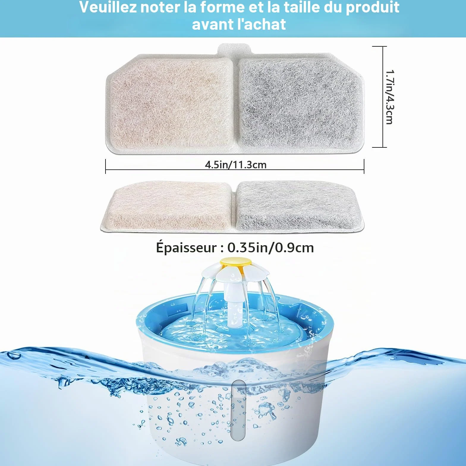 Filtre Fontaine Eau Chat Remplacement Chien Charbon Actif 12 Pcs
