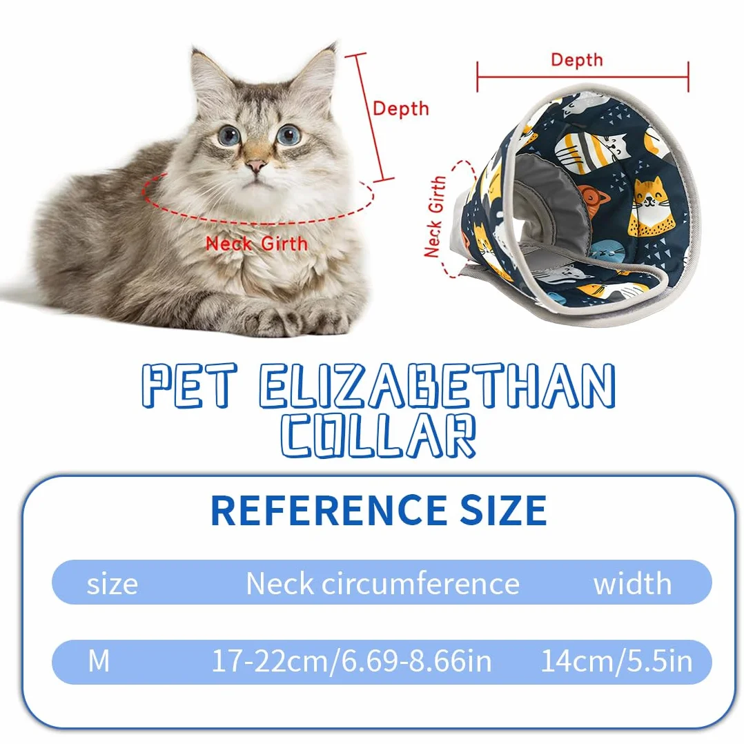 Doux Collier Chat Anti Léchage Réglable Élisabeth Récupération pour Chats Petits Chiens