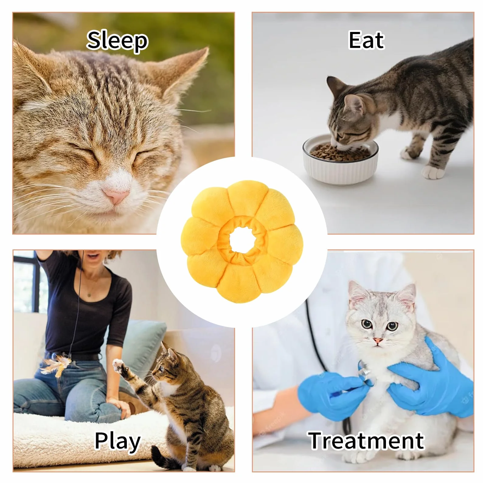 Collerette Chat Anti Lechage Doux Tête Suédé Respirant Anti adhésif Ajustable pour Chats Chiots Petits Chiens Après Opération Blessure (M)