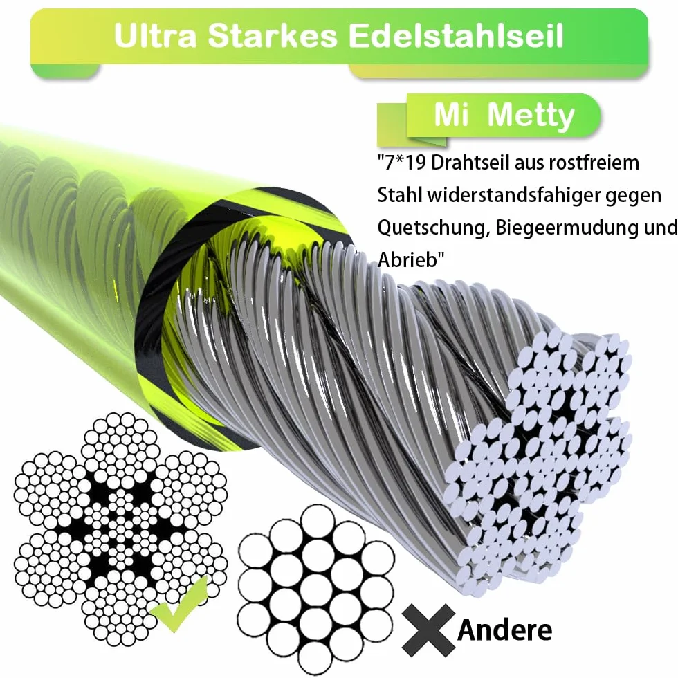 Laisse pour chien anti-mastication 6 m, taille moyenne et grande, vert