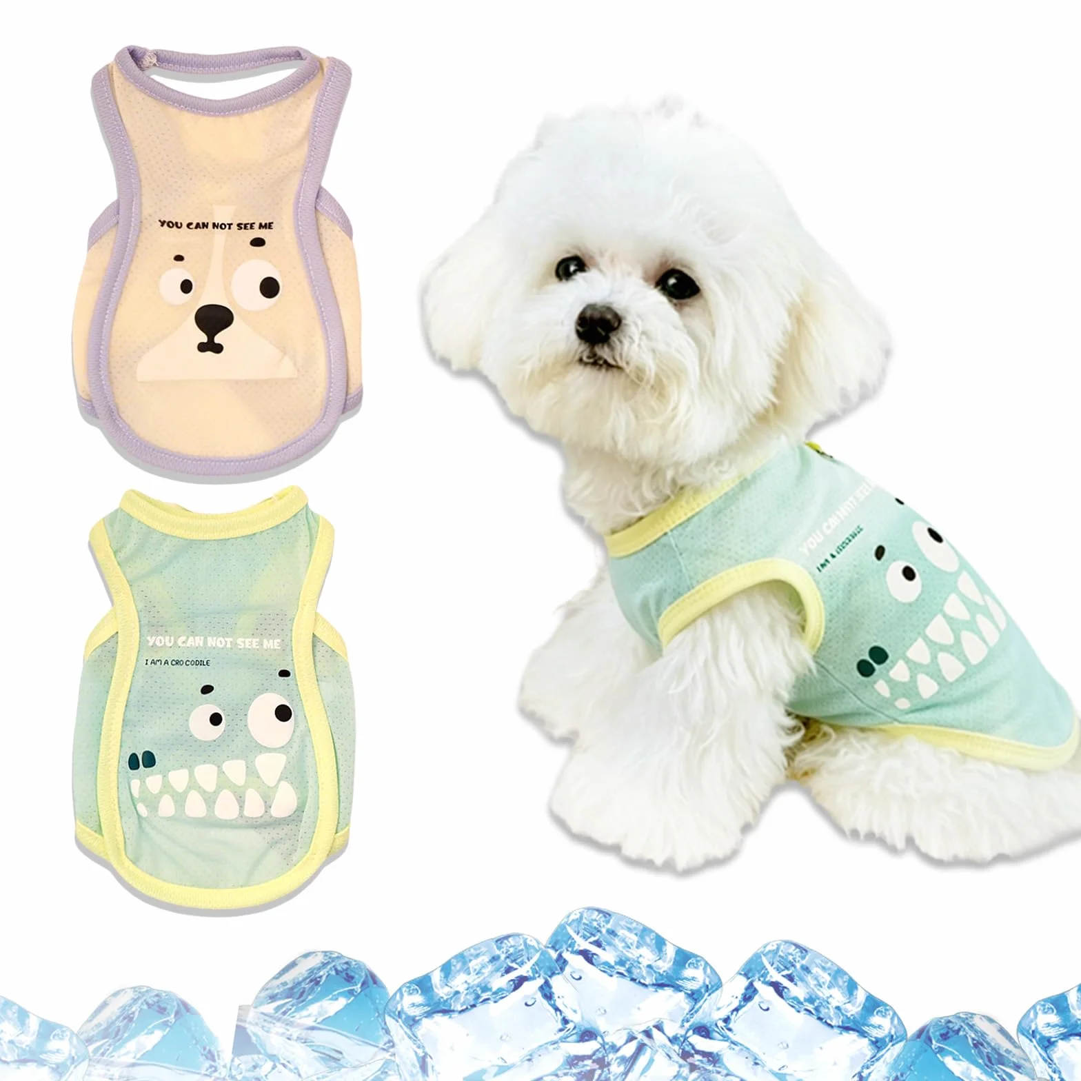 Lot De 2 Gilet Rafraichissant Chien, Taille M (Poitrine 40cm / Dos 30cm) 2,5-3kg Maillage Respirant