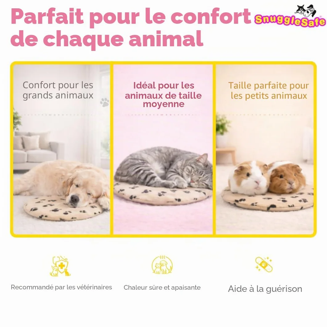 SnuggleSafe Coussin Chauffant Micro-Ondes pour Animaux - Disque Chauffant Résistant aux Morsures et à l’Eau - Jusqu’à 10 Heures de Chaleur