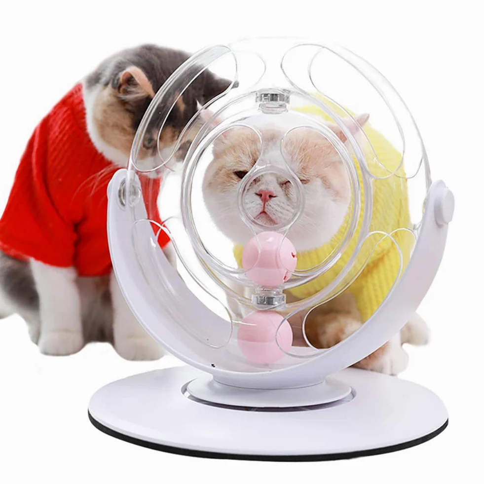 Jouets À roulettes pour Chats 360 Degrés Piste Spatiale Jouets Interactifs pour Chats avec Flashing Ball & Catnip Ball Jouet De Chasse Au Chat pour Chaton Chasse Jouant Exercice Entraînement
