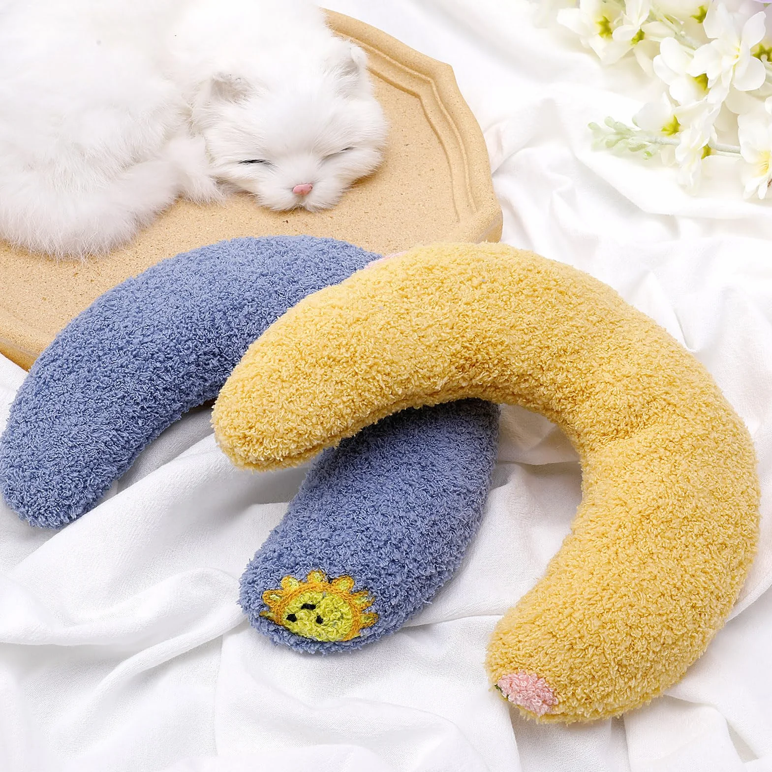 Apricitie Coussin en forme de U pour chien et chat Lot de 2 Jouet peluche animaux de compagnie