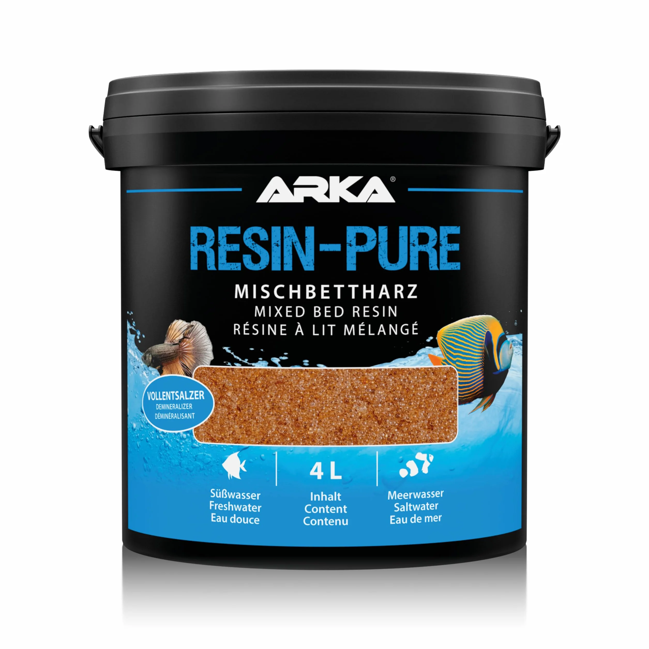 Résine échangeuse Aquarium – ARKA Resin-Pure 5 l – déioniseur pour Osmose Inverse – supprime 100 % TDS, silicates & nitrates – Eau Ultra Pure ~0,1 μS/cm – Filtre Recharge ionique