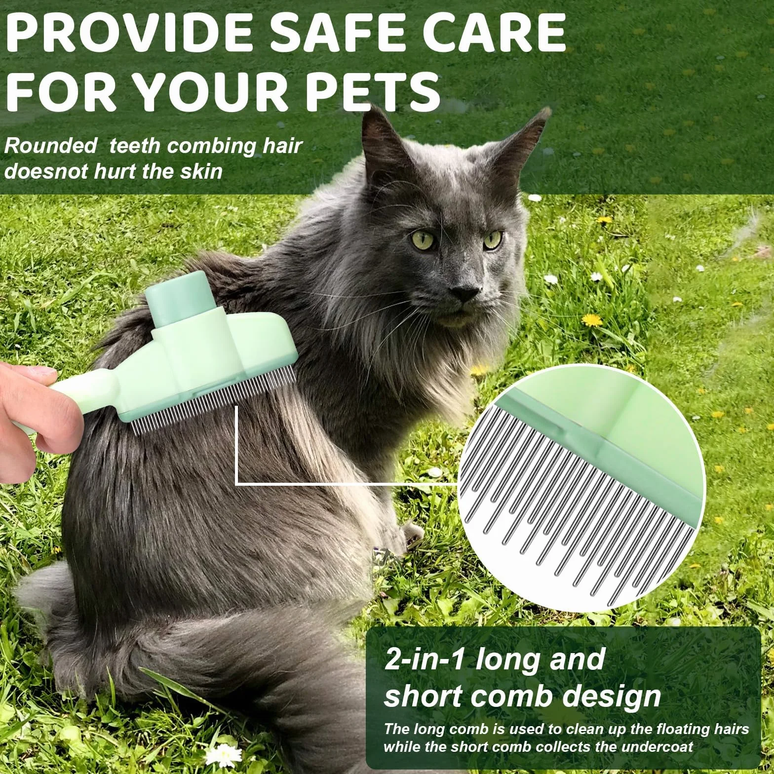 Redreo Fellblitz Brosse pour chat, peigne toilettage dents arrondies métal