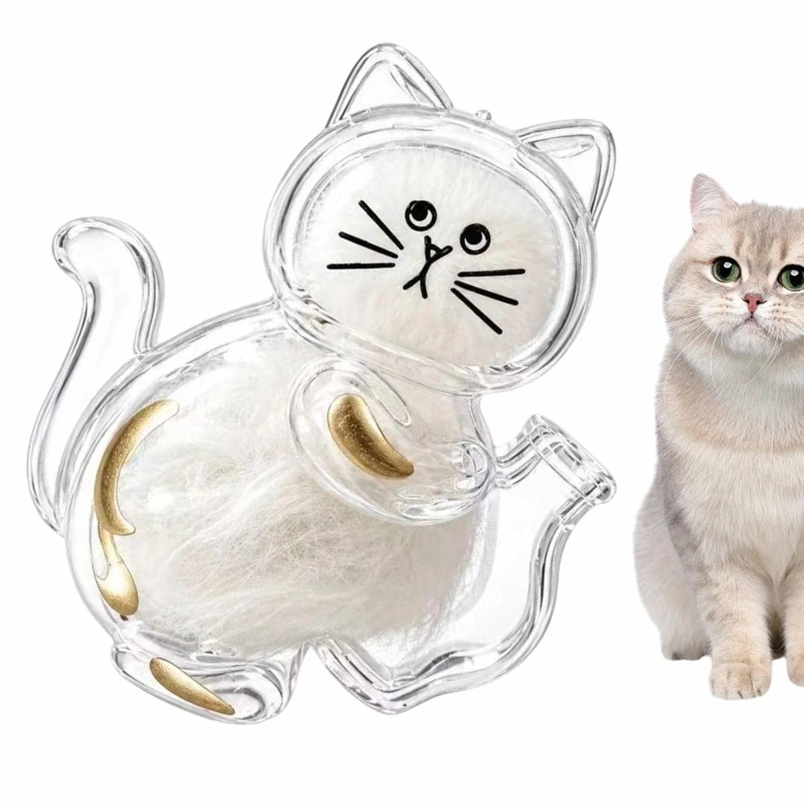 Boîte de Rangement Moustaches Chat, Décoration Transparente pour Poils de Chat, Porte-Poils Réfrigérateur