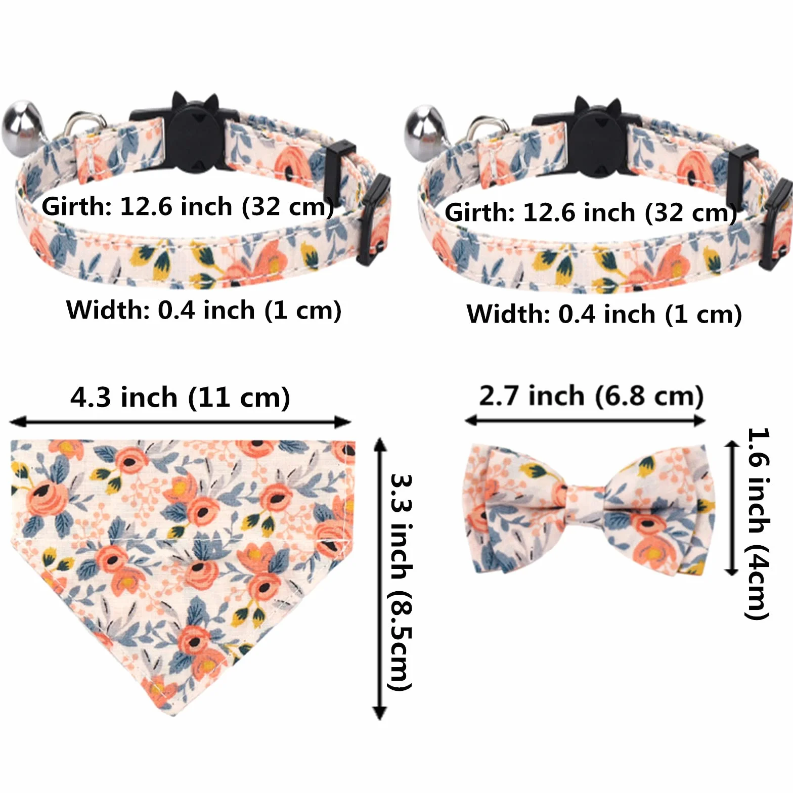 Colliers pour chats avec cloches Collier papillon amovible Bandana 2 pièces pour chat et chien