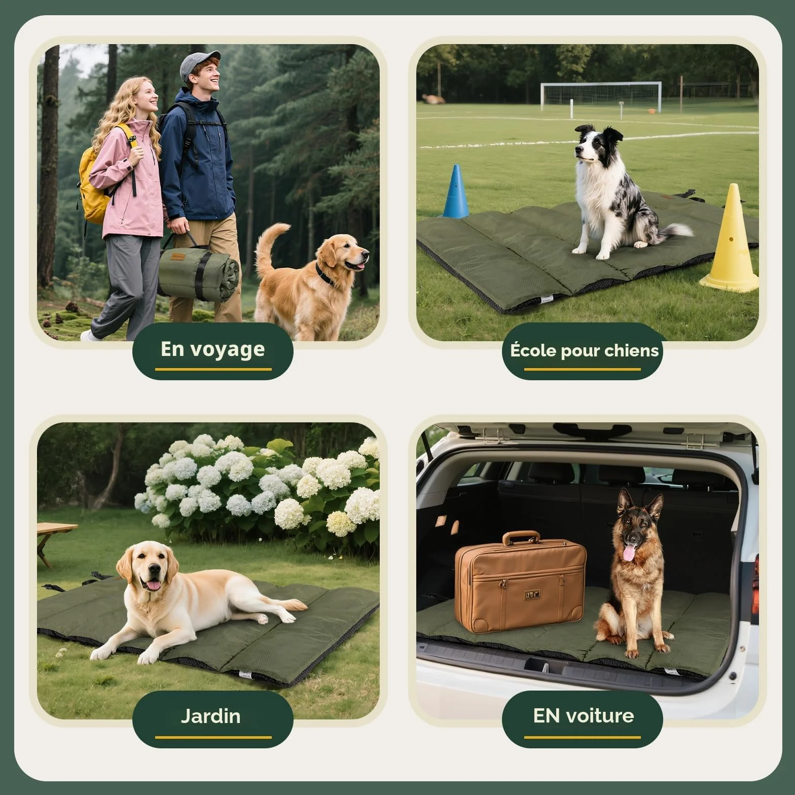 Gimars Lit pour Chien d’extérieur imperméable Pliable Lavable Portable Grand Voyage Chiens Moyens Grands