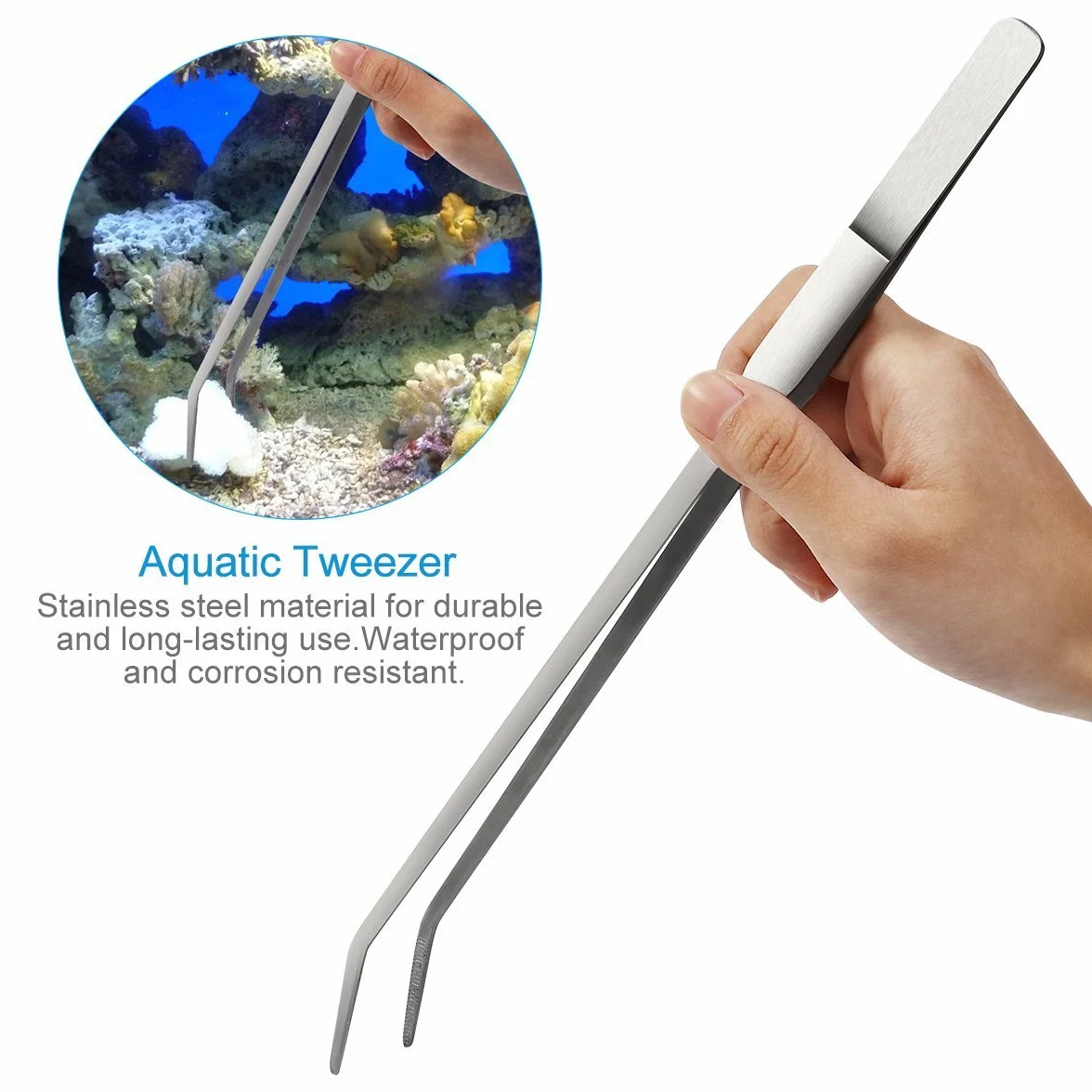 Kit Accessoires Aquarium en Acier Inoxydable Pince Ciseaux Lot Poisson