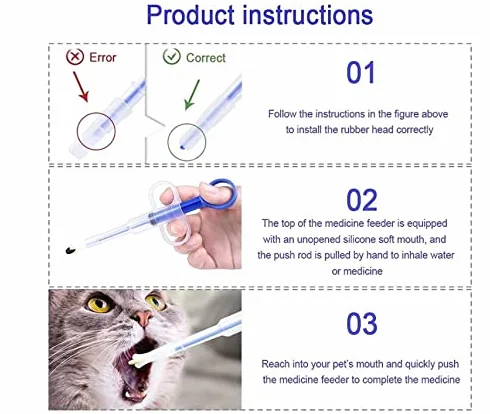 Lance Pilule Chat Distributeur de Pillules avec Pointe Souple Sécurité Réutilisable Plastique Seringue Médicaments Animaux Chats Chiens (Vert)