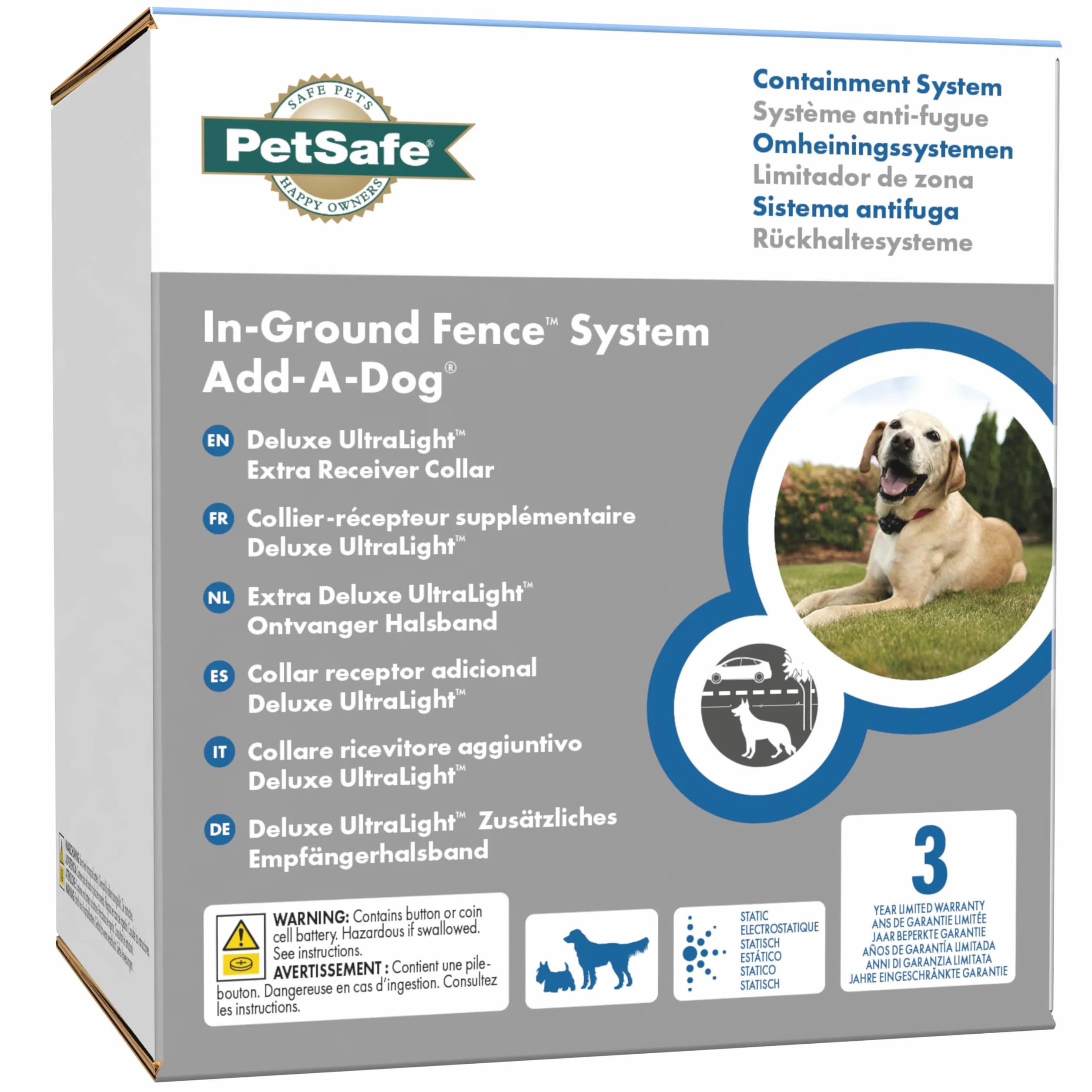 Petsafe Collier Anti-Fugue Deluxe pour Chien avec Fil, Léger, 4 Niveaux Stimulation, Mode Signal Sonore, Résistant à la Pluie