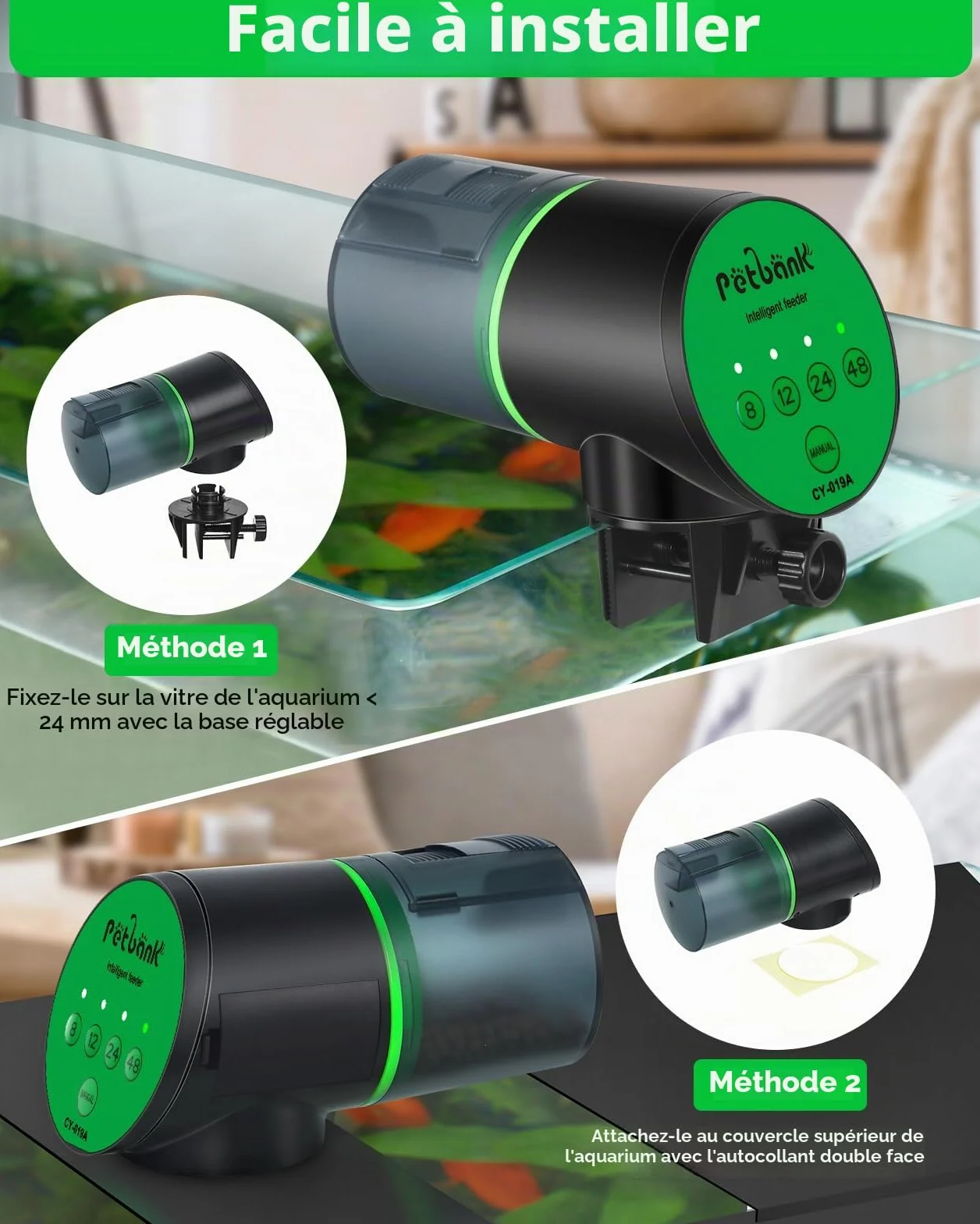 Mangeoire automatique pour poissons avec minuteur et piles AAA