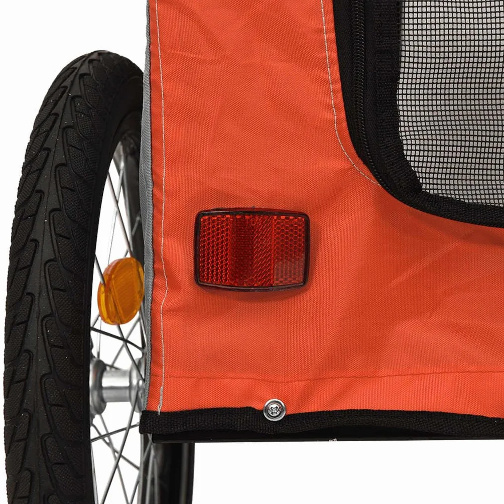 Remorque de Vélo pour Animaux de Compagnie, Chariot pour Chien avec Drapeau, Poussette de Chien, Orange et Gris
