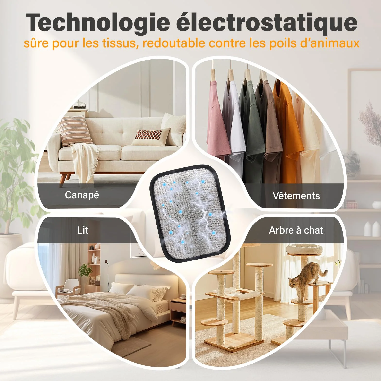 Gant Anti Poils Animaux Amélioré Réutilisable Électrostatique pour Meubles, Vêtements & Tapis