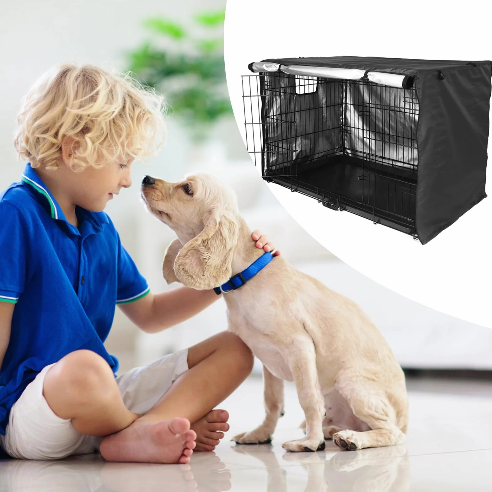 Housse de Cage Chien étanche 36 Pouces Tissu Oxford 210D Double Porte résistant au Froid et aux UV