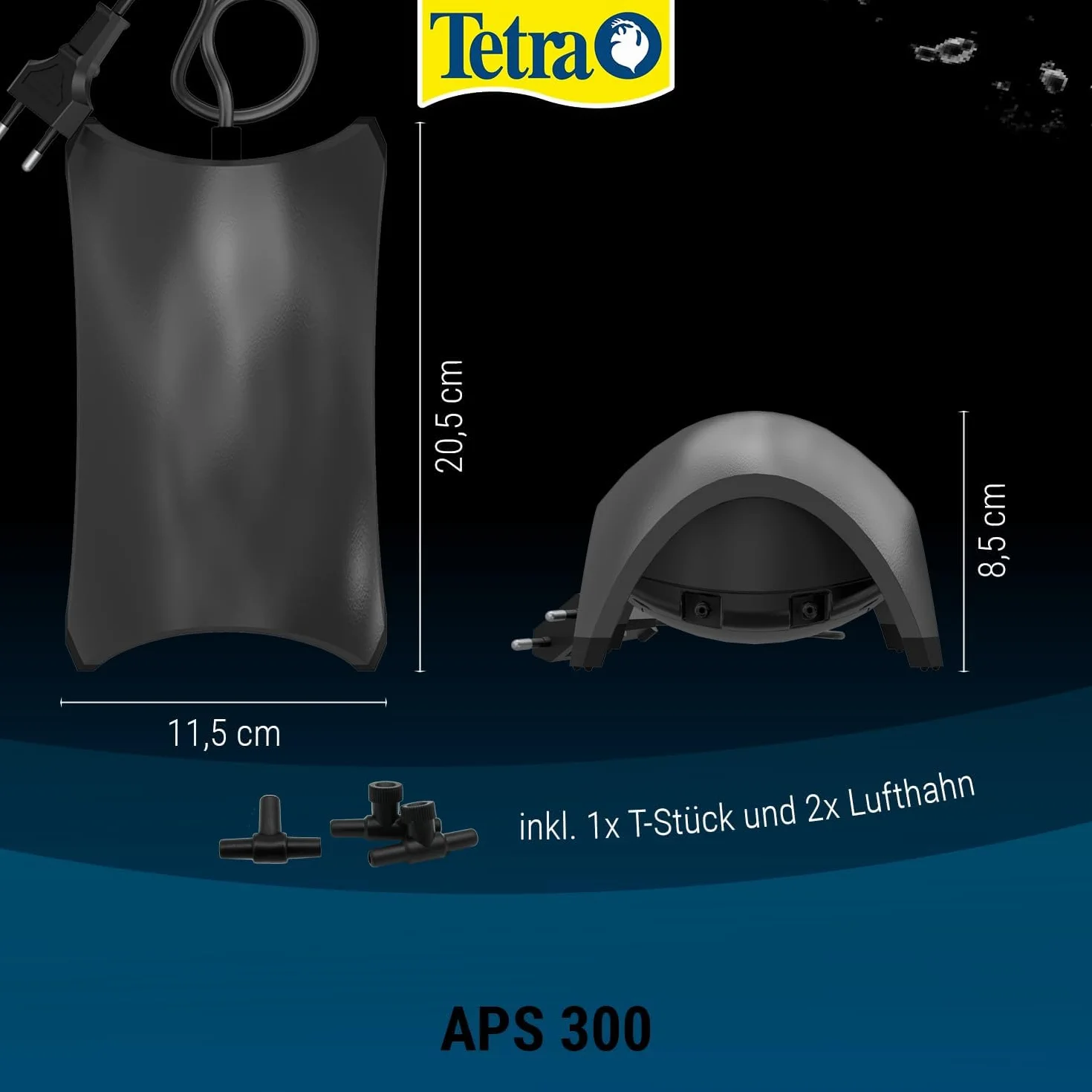 Tetra Pompe à air pour aquarium APS 300 silencieuse 120-300 L noire