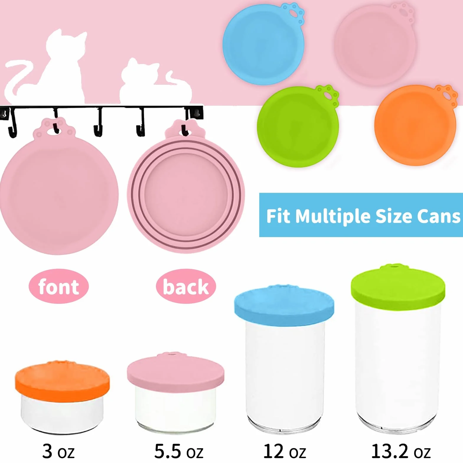 Couvercle Conserve, 4 Pièces Couvercles en Silicone pour Boîte, Couvercles de Conserve Pour Chien Chat Alimentaire Universels, Pet Food Can Lids pour Le Stockage des Aliments pour Chiens et Chats