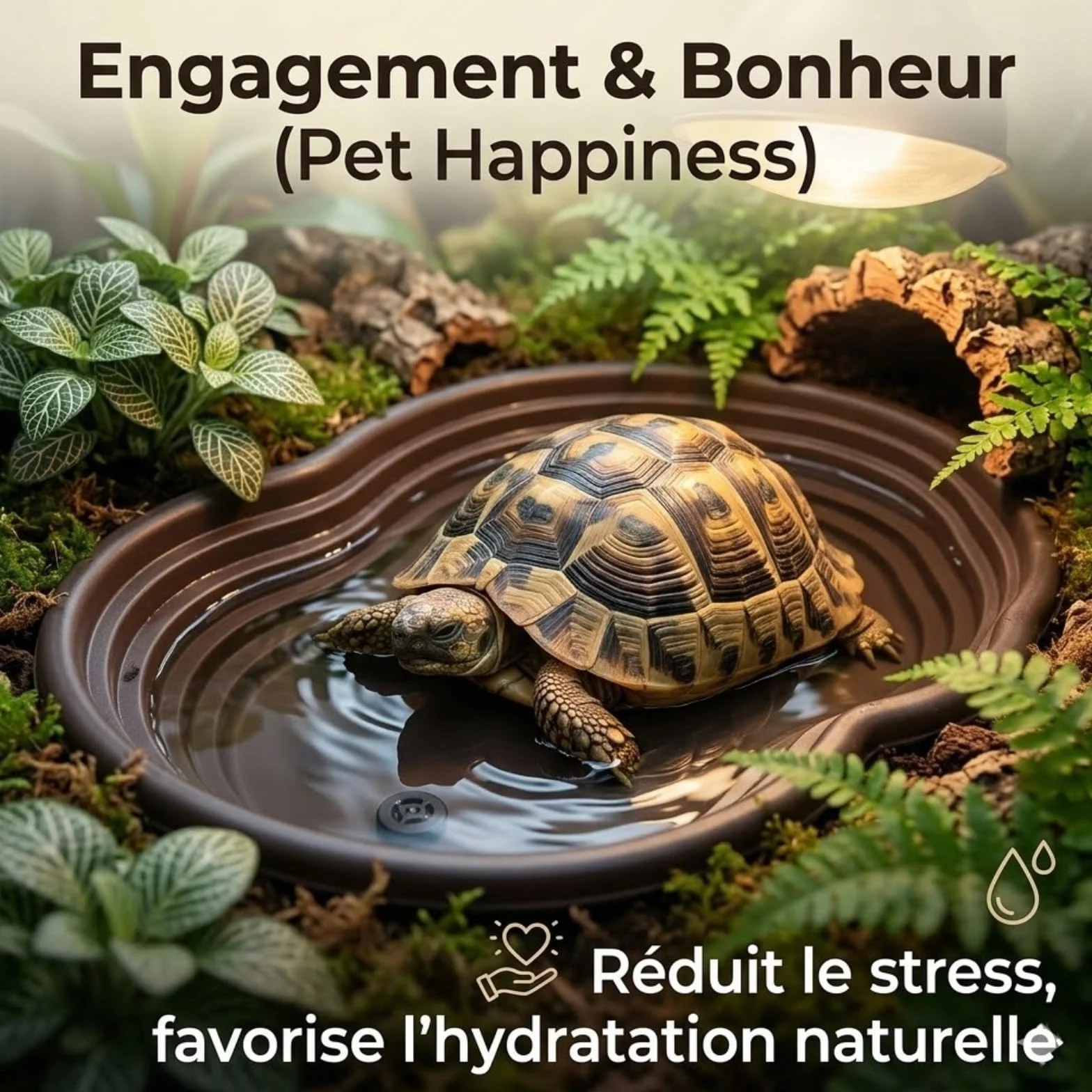 Plat d'eau Tortue avec Rampe et Plate-Forme pour Reptiles - Alimentation Intégrée