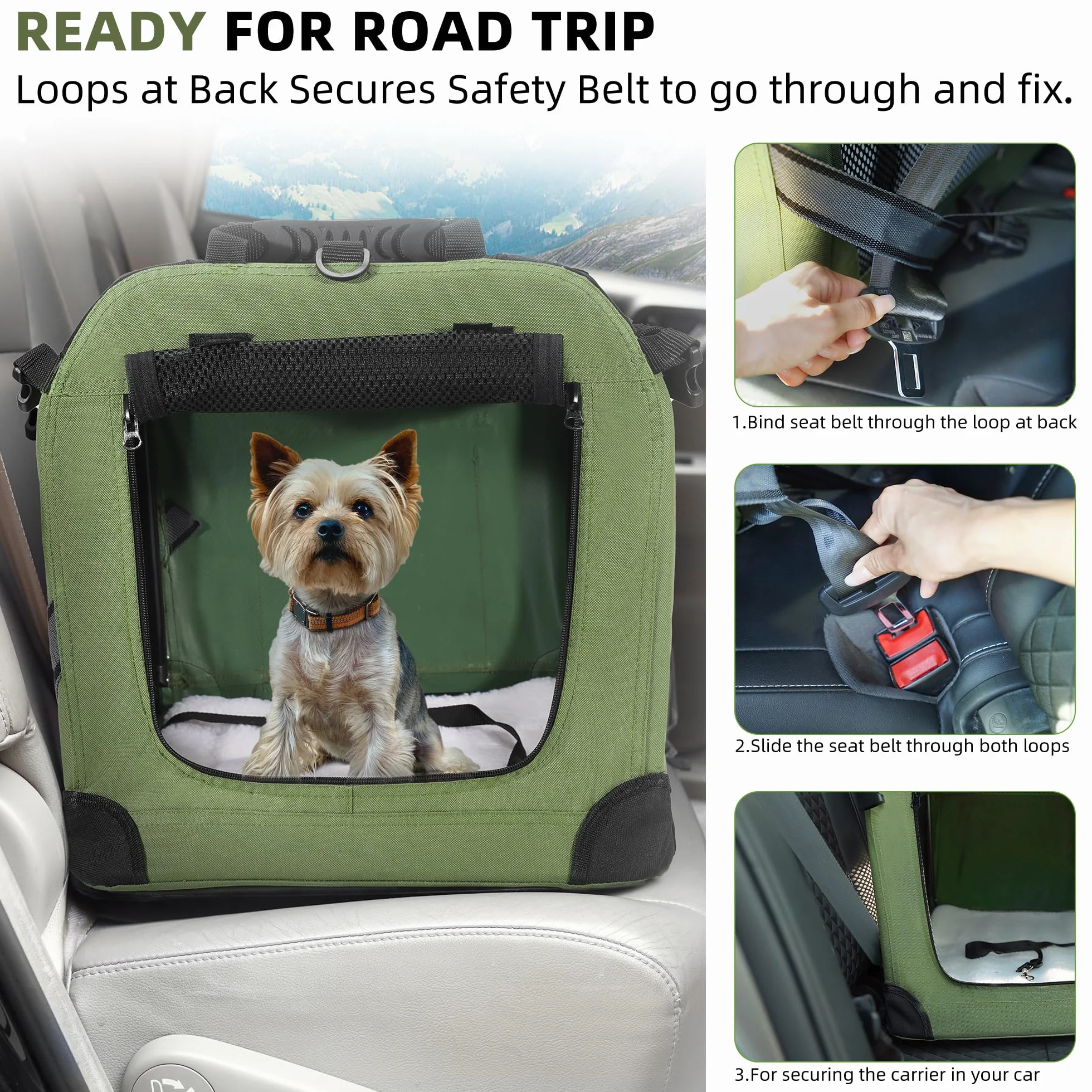 Petprsco Grand sac de transport pour 2 chats et chiens petite moyenne taille 61x43x43 cm avec couverture chaude bol pliable
