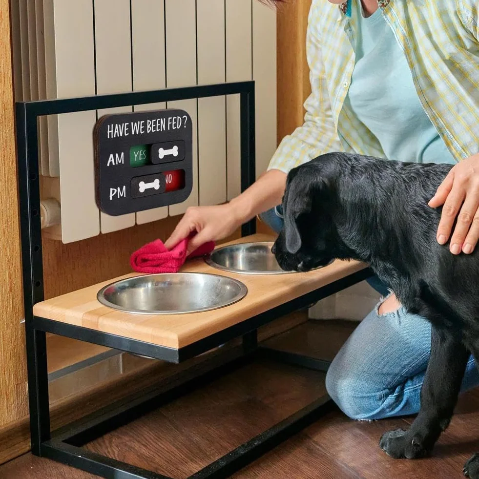 Rappel d'alimentation pour animaux de compagnie avec aimant, support en T « Have We Been Fed », panneau coulissant en acrylique