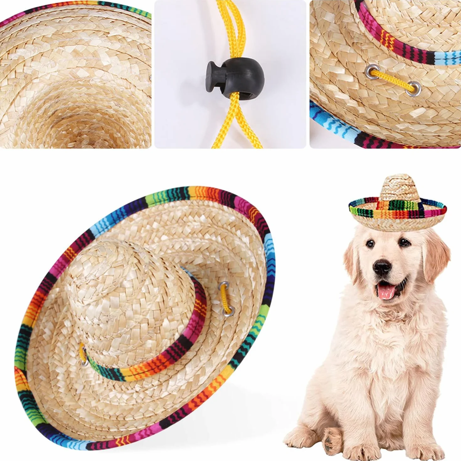 Chapeau de Paille pour Animaux de Compagnie - Beach Party Soleil Costume pour Petits Animaux/Chiot/Chat