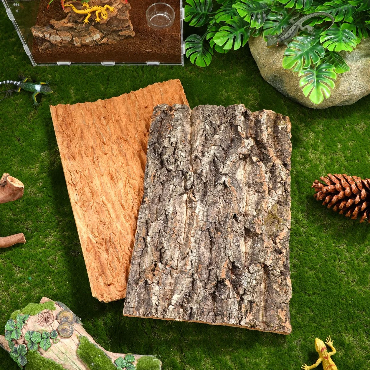 DOITOOL Lot de 2 terrariums en liège 30 cm Écorce Reptile Décoration Terrarium Tapis escalade Reptile Dragon lézard Geckos araignée Tortue
