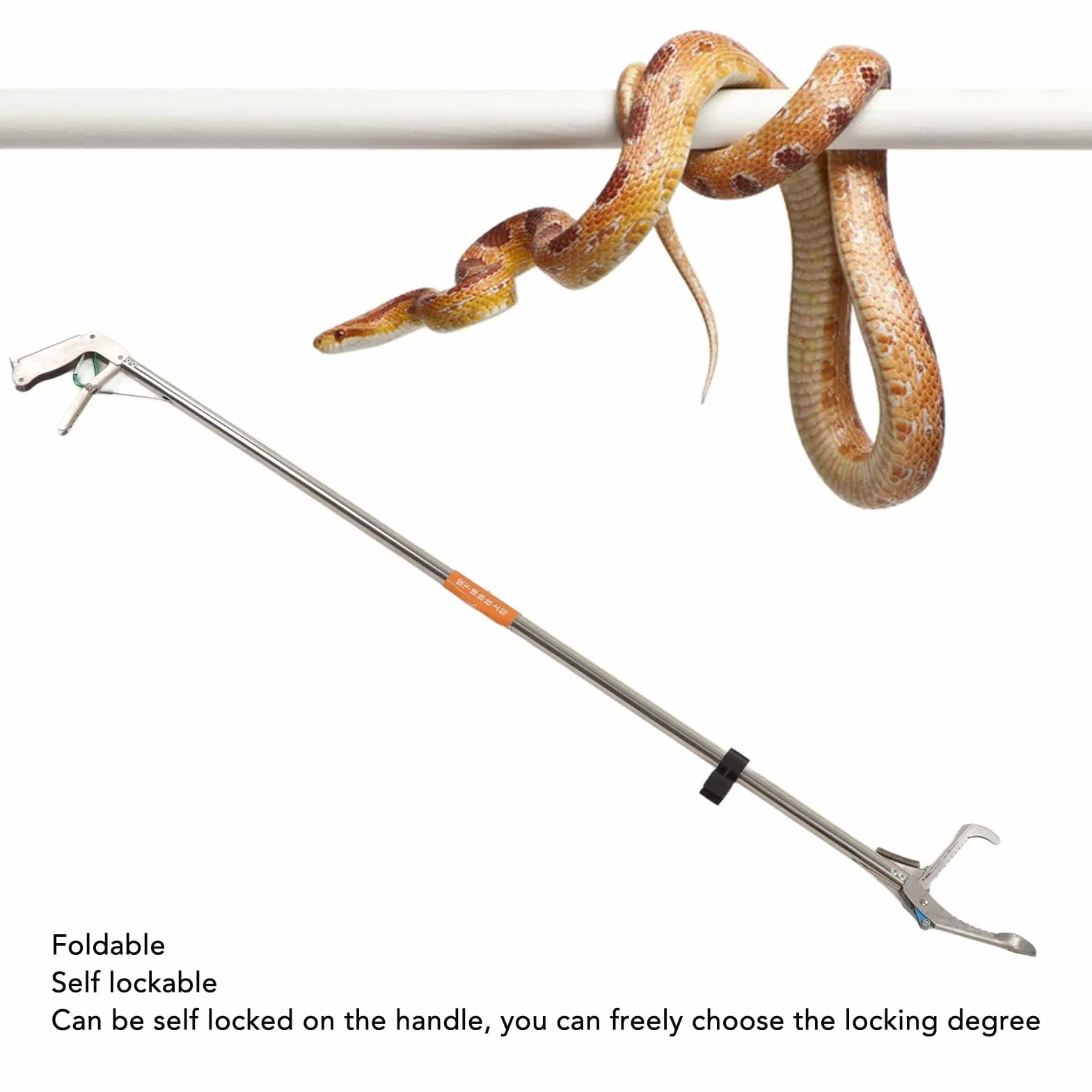 Pince à Serpent en Acier Inoxydable Pliable, Bâton de Saisie Auto-verrouillable pour éleveurs de Serpents