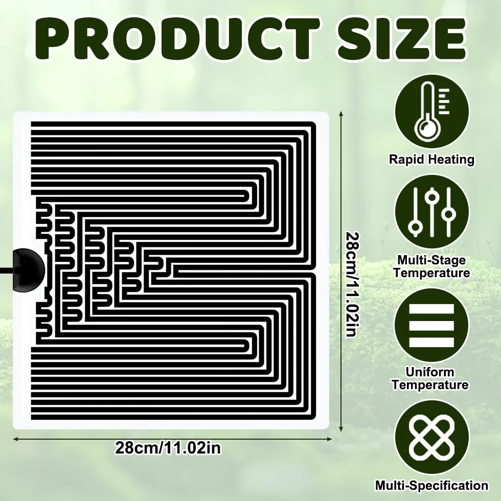 Tapis Chauffant Terrarium 28W 28x28 cm Chauffage avec Réglage Température Coussin pour Reptiles Plantes