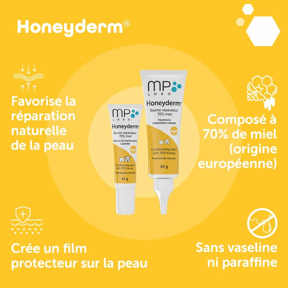 MP Labo Honeyderm Baume Réparateur 62g 70% Miel Chien Chat Acide Hyaluronique Vitamines A E Beurre Karité Aloe Vera Huile Lavande