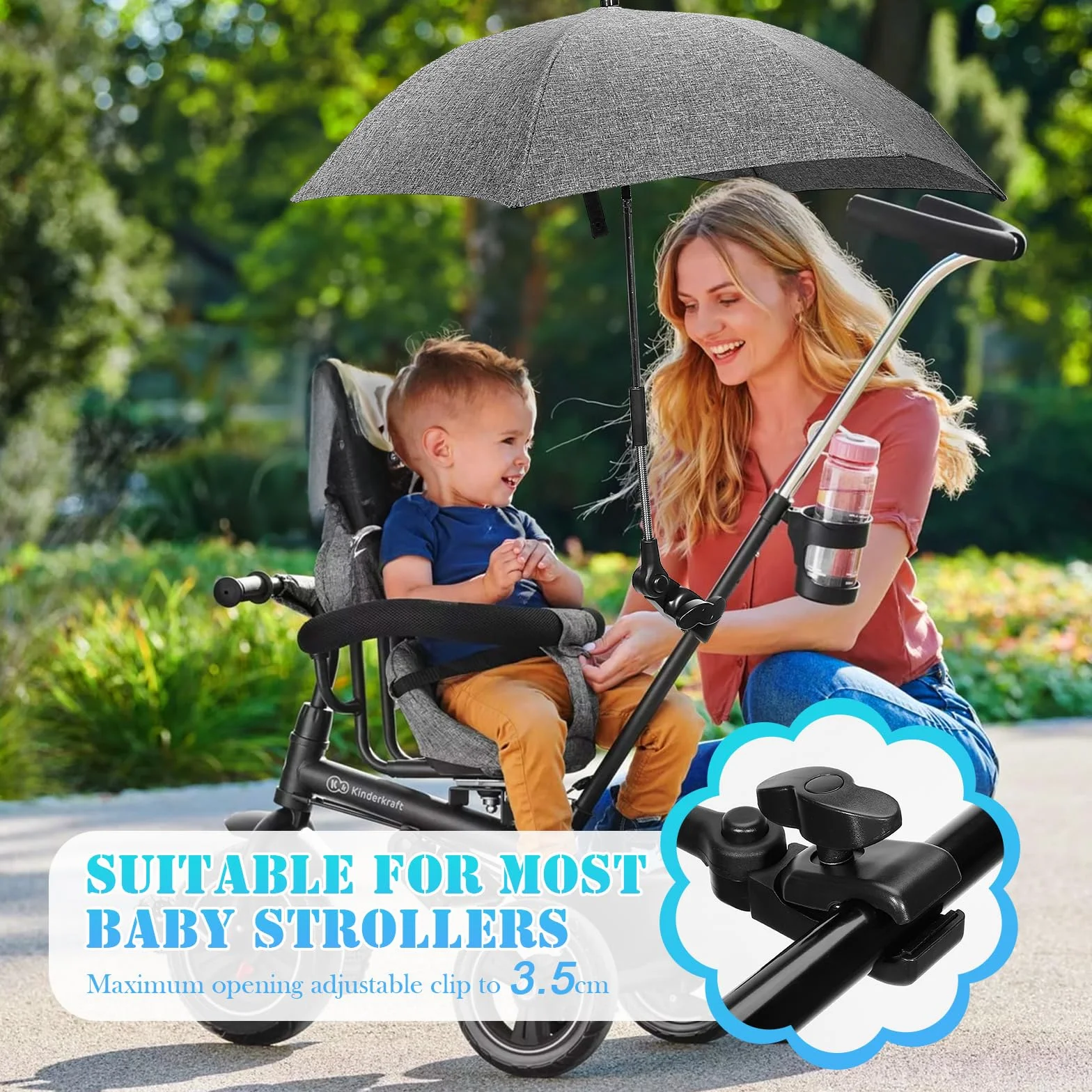 Ombrelle Poussette Universelle 78 cm Parapluie Protection Solaire UV 50+ Bébé Confort Extérieur