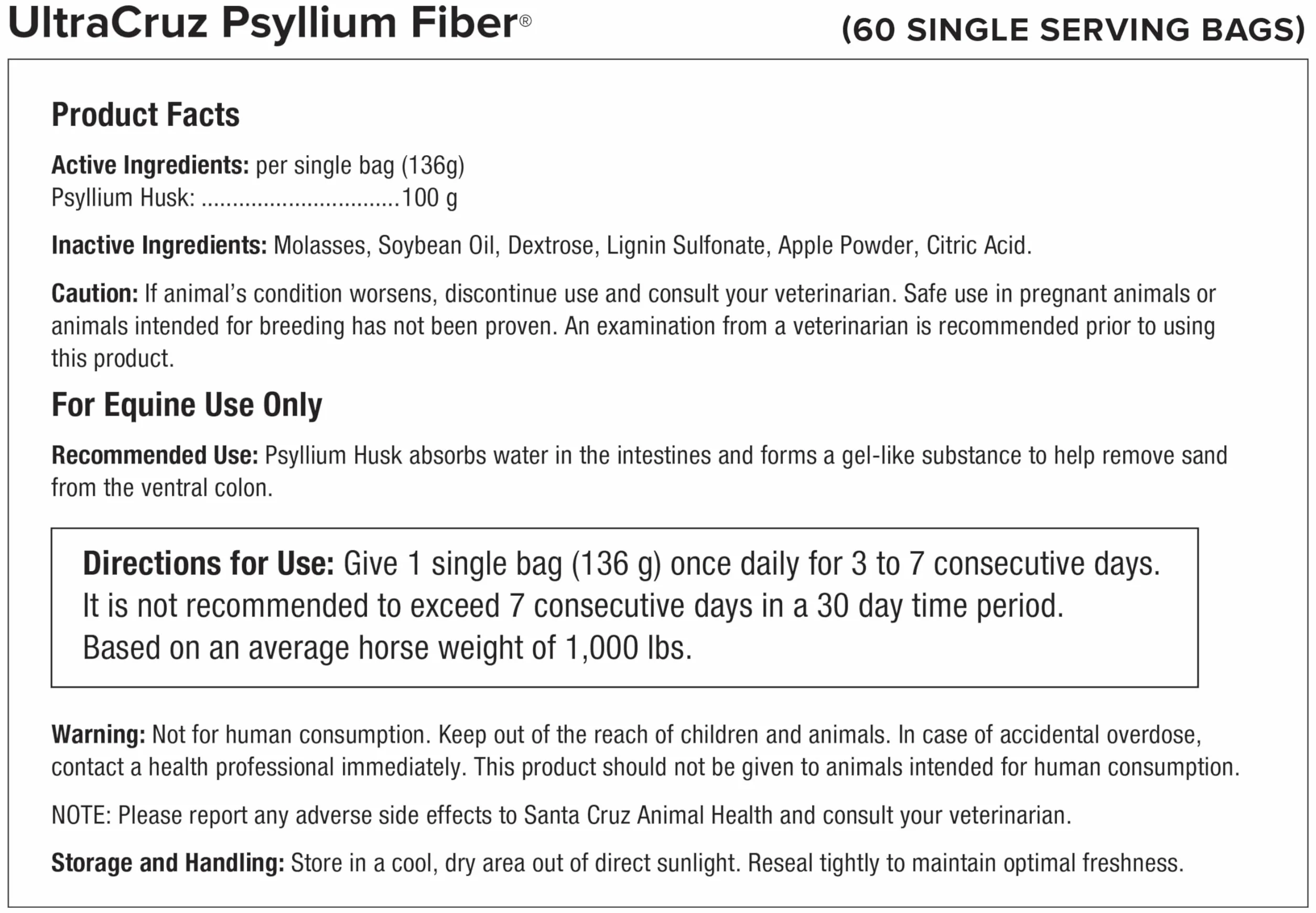 UltraCruz Psyllium pour Chevaux – Complément Fibres en Granulés