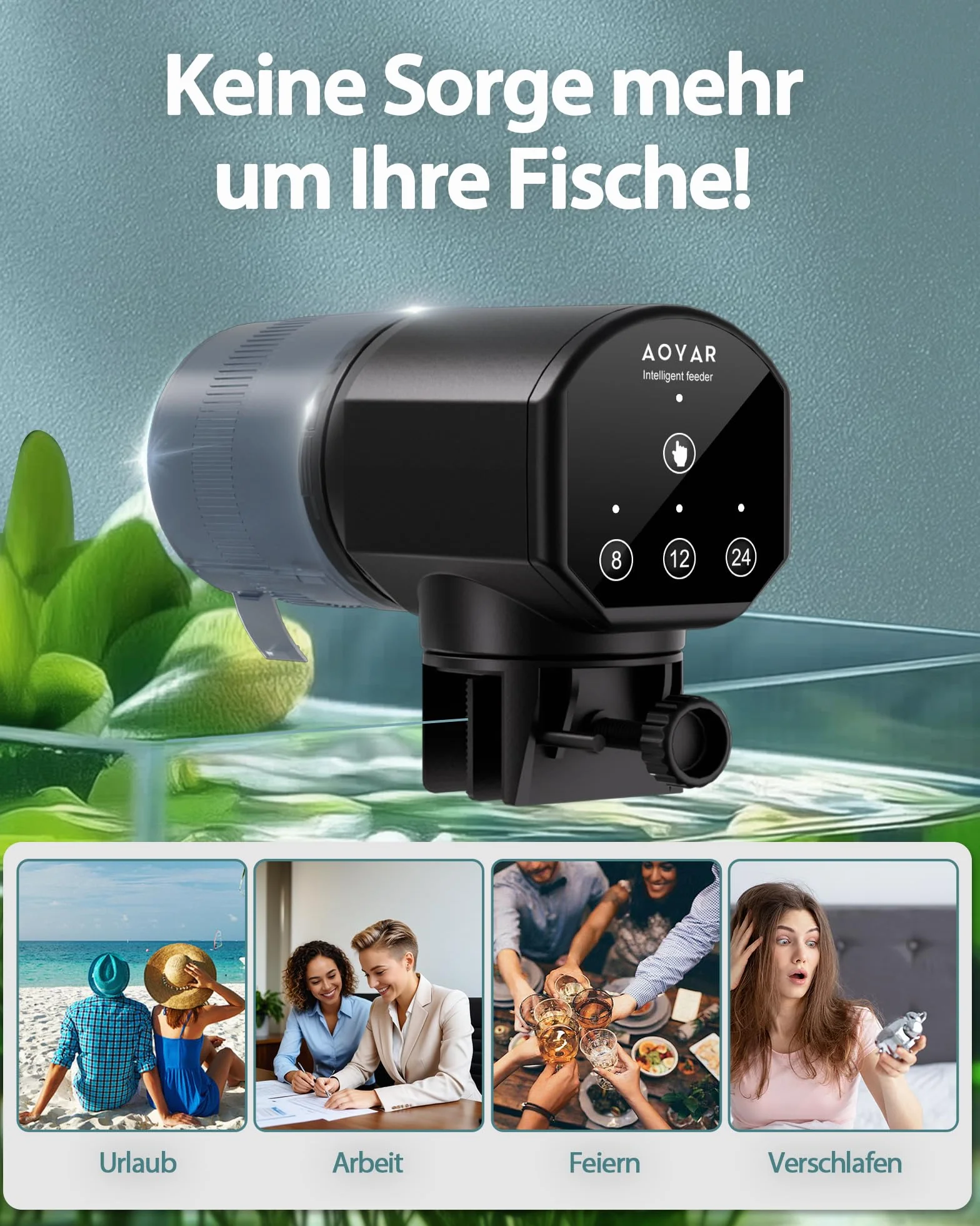 Distributeur Nourriture Poisson Automatique 200ML Grande Capacité Nourrisseur avec Minuterie pour Aquarium