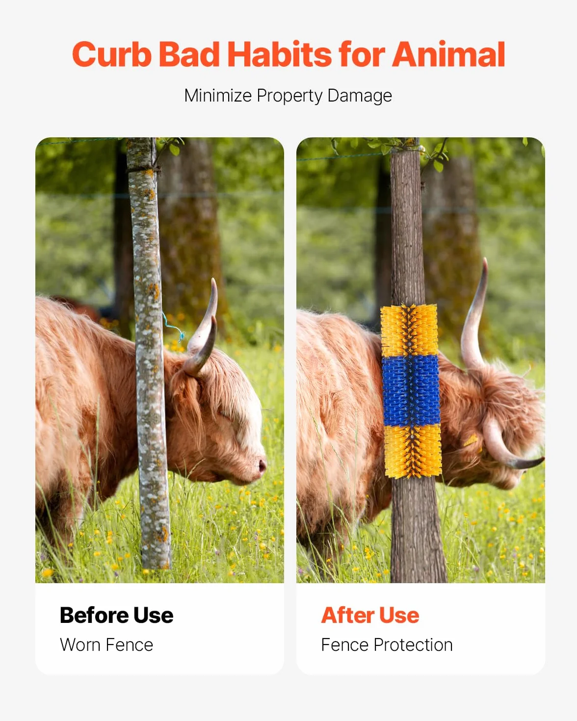 VEVOR Brosse à Gratter pour Bétail Cheval Anti-démangeaisons 43,5 x 19 cm Lot de 2
