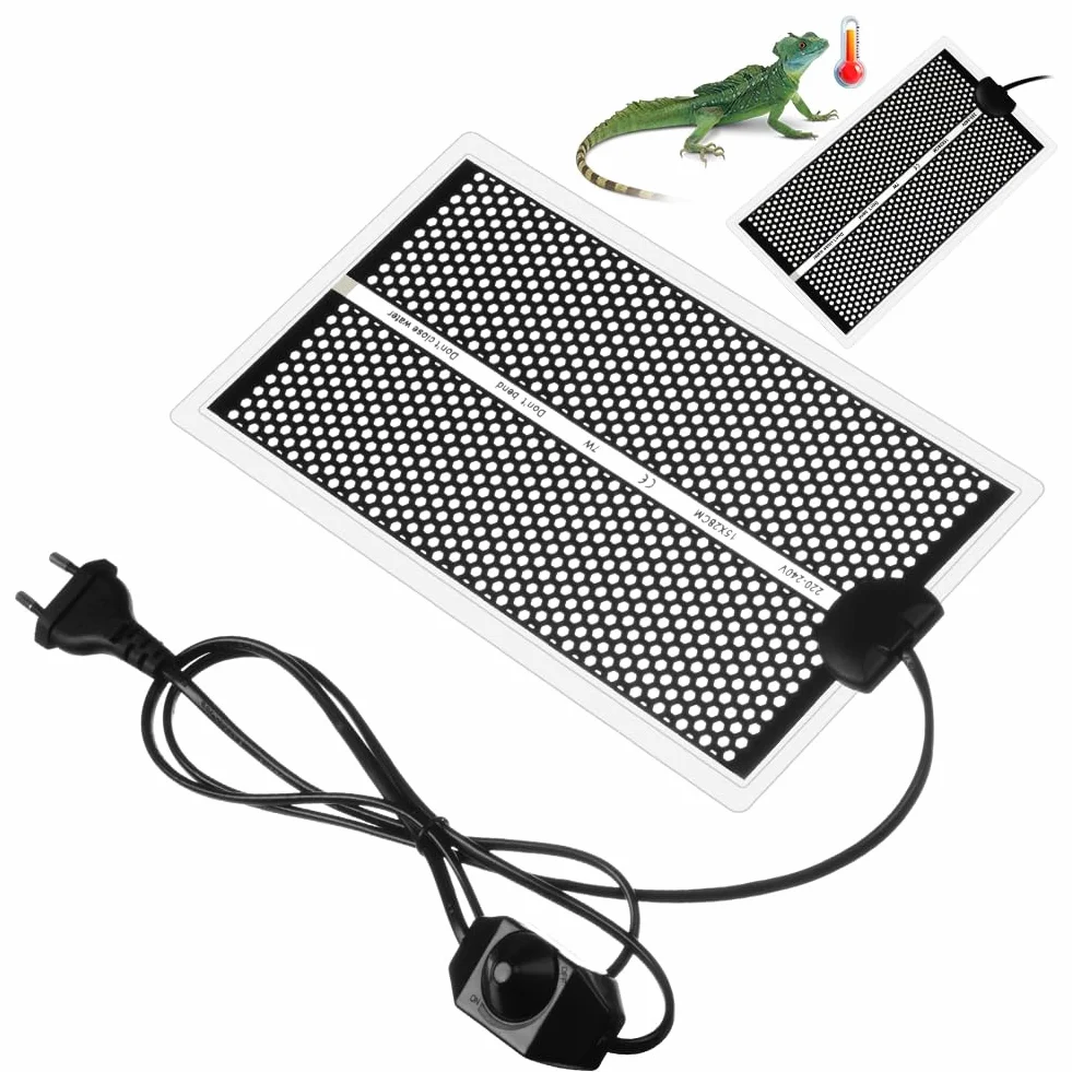 Tapis Chauffant Reptile 15x28cm 7W Terrarium Réglable Contrôle Température