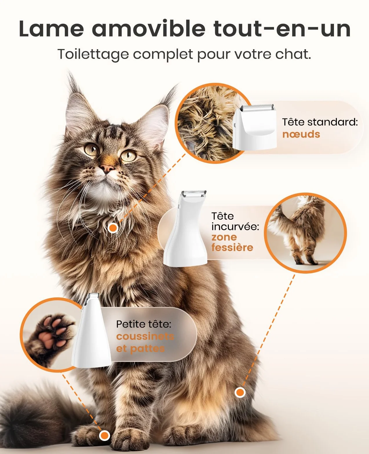 oneisall 3 en 1 Tondeuse Chat Chien Set, Tondeuse Professionnel Silencieux pour Chats, Rasoir pour Chats Chiens à Poils de Pattes