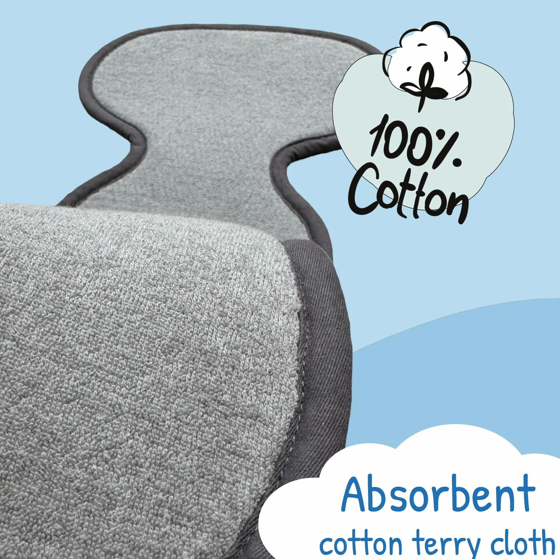 HECKBO Housse de siège été enfant – Coussin respirant anti-transpiration pour siège auto & poussette – Groupe 1 (3 & 5 points) – Gris