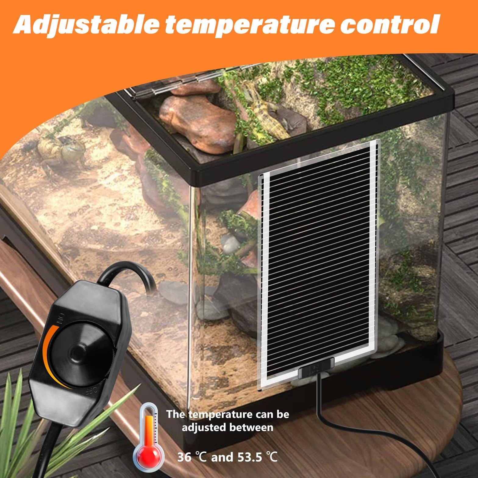 Tapis Chauffant Reptile 45W 28x80 cm Température Réglable Terrarium
