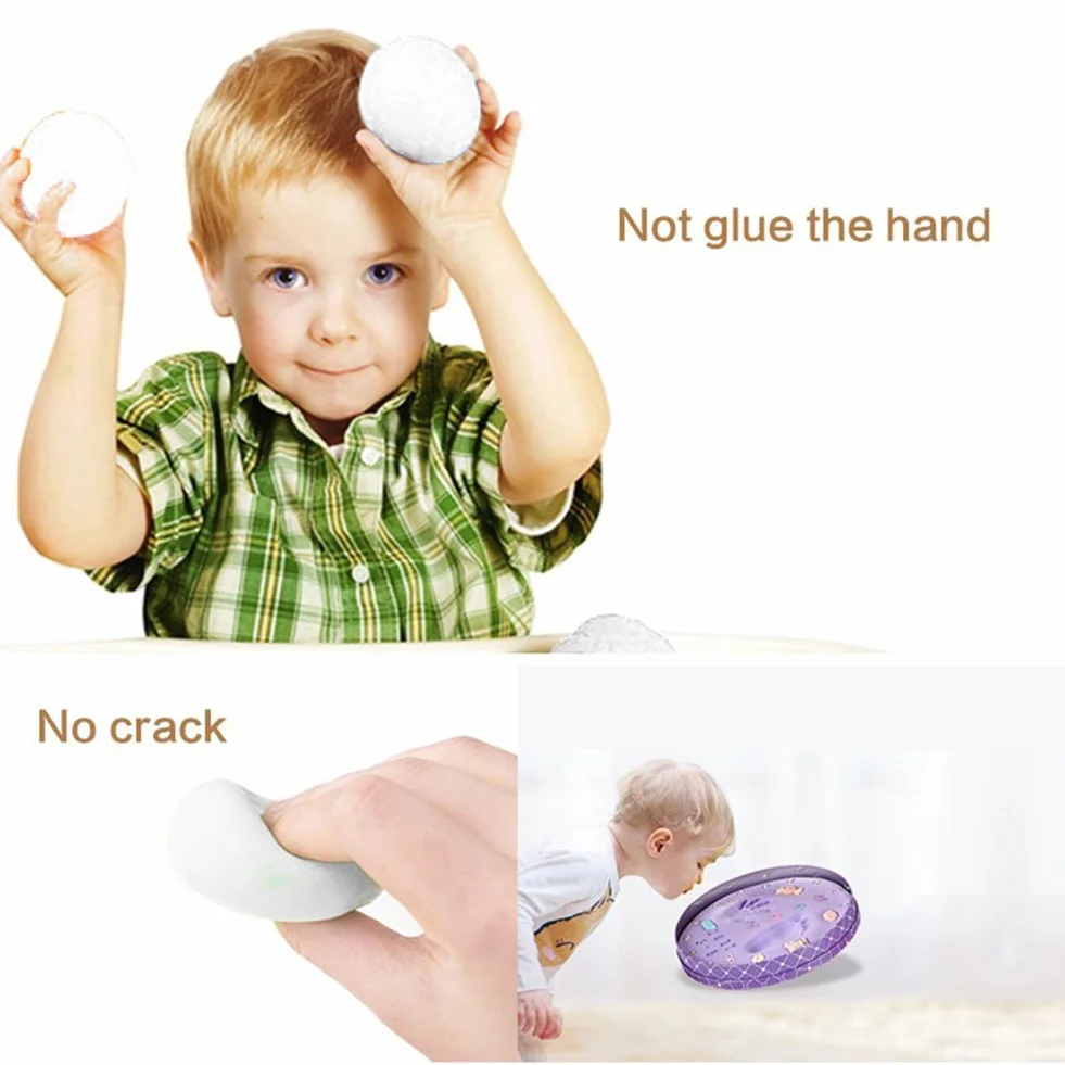 Empreinte de La Main Cadre Photo Kit pour Garçons Cadeau de Douche de Bébé 3 Parties Blanc