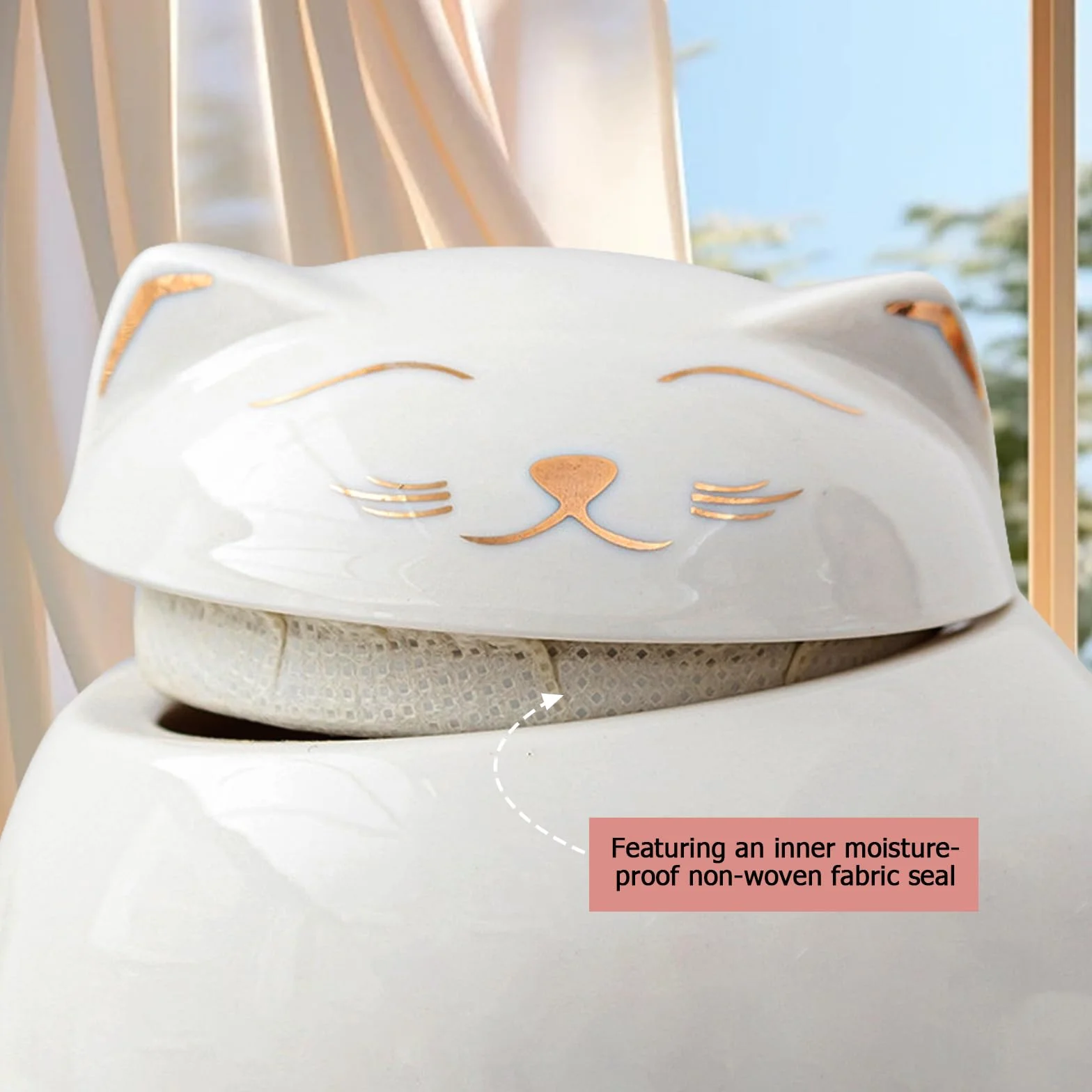 Urne funéraire en céramique pour chat, bloque la lumière et la poussière, orange