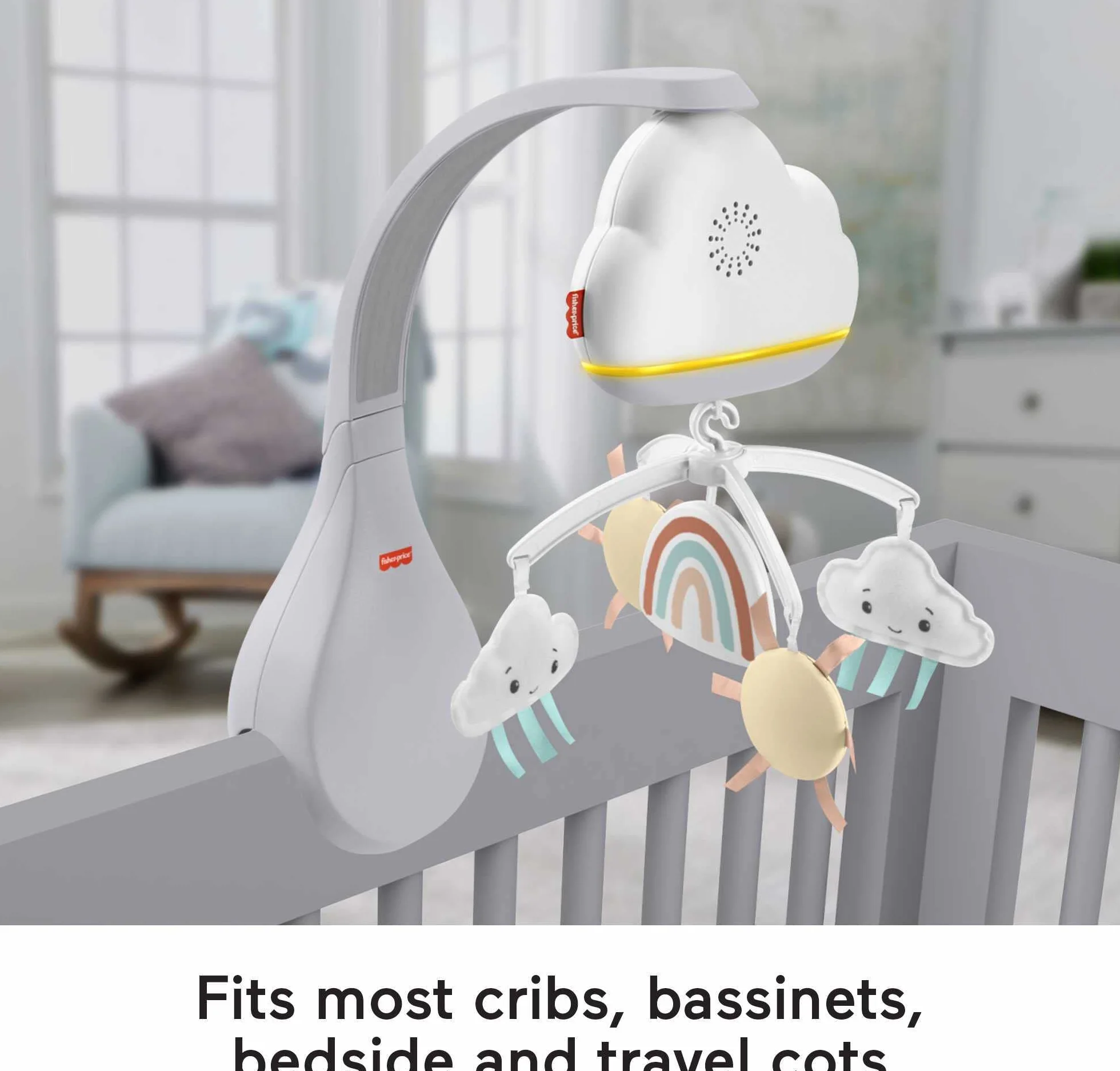 Fisher-Price Mobile Arc-en-Ciel 2 en 1 Veilleuse Musicale avec Mélodies et Sons Apaisants