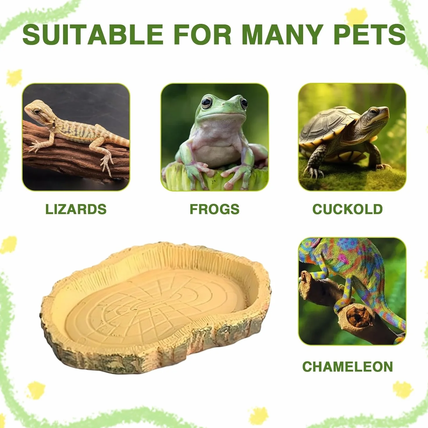 Gamelle Tortue Terrestre Bols à Eau pour Reptiles Abreuvoir 2 Pièces