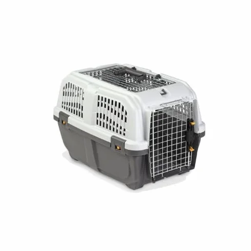 Pet's Market Transport Skudo Open Iata Boîte de transport pour chats avec ouverture supérieure porte en métal grise 55x36x35